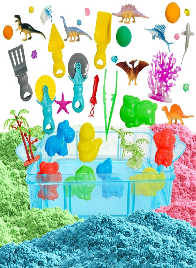 AGENTLAN Dino & Ocean Sensory bin, Dino & Ocean Sensory Toys with Play Sand for Toddlers Boys and Girls,Kids Toys Gift Sand Box for Age 3 4 5 6 7 8 - Image 4